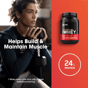 100% Whey Optimum Nutrition Gold Standard Banana com Morango 907g - 2 Lbs - Globalbev