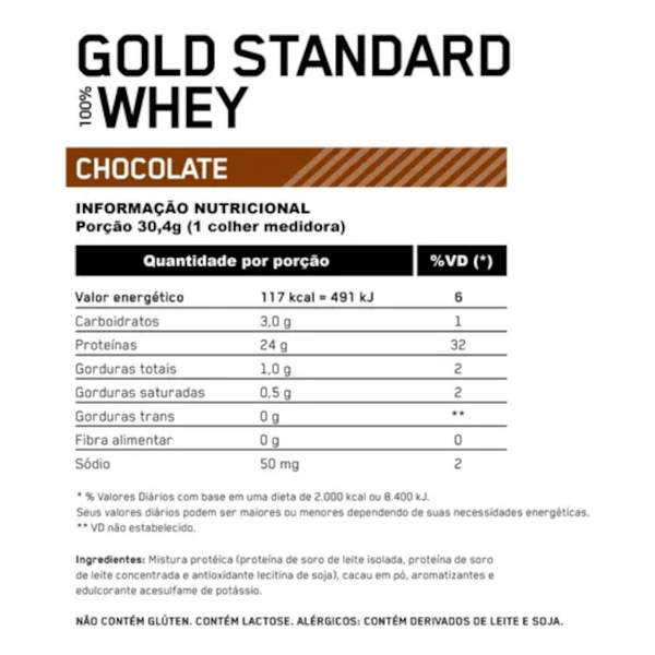 100% Whey Optimum Nutrition Gold Standard Chocolate 2,27kg - 5 Lbs - Globalbev