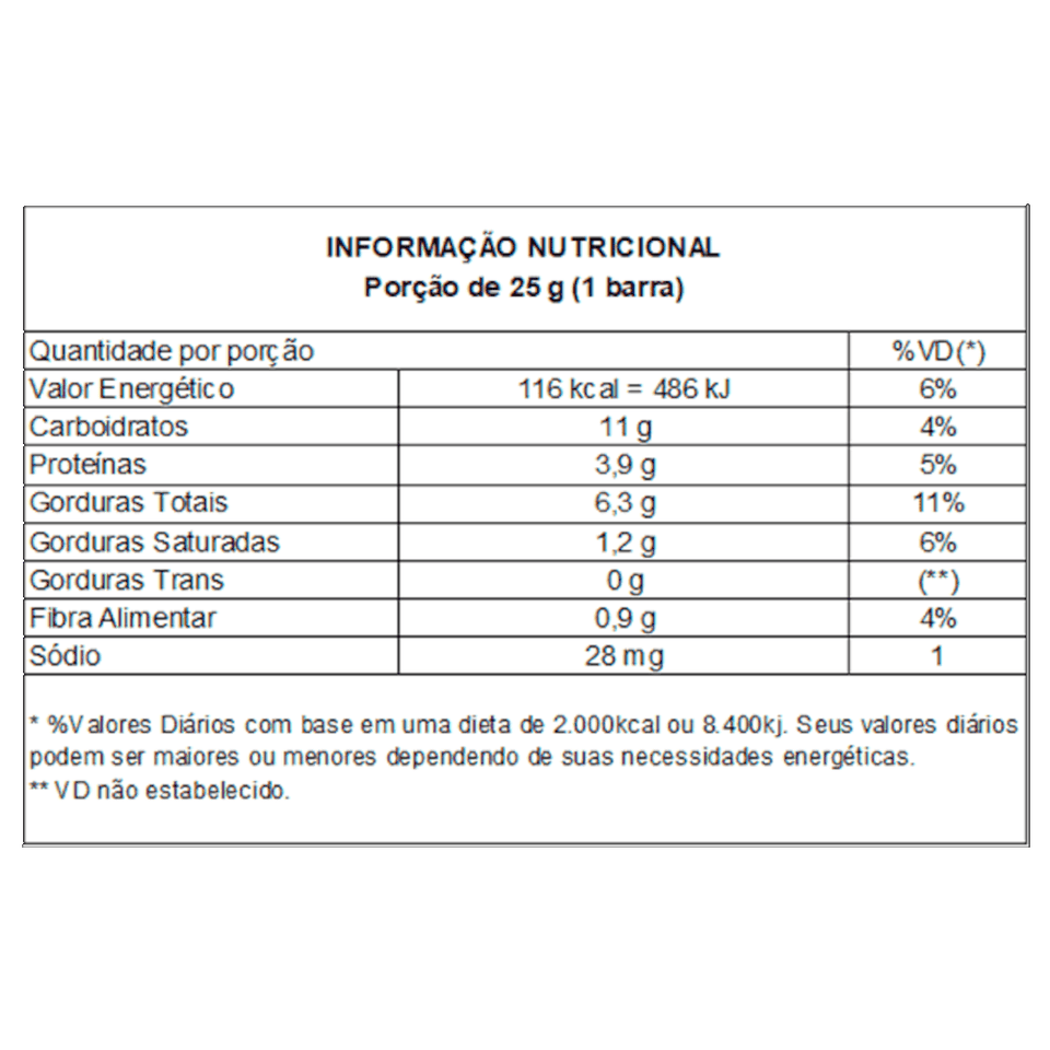 Barra de Cereal Trio Nuts Amêndoas, Castanha de Caju e Banana 25g - Caixa c/ 2 uni. - Globalbev