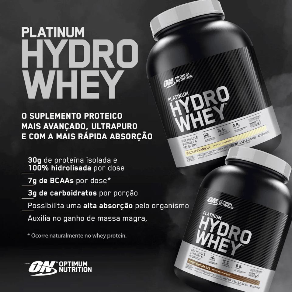 Platinum Hydro Whey Optimum Nutrition Baunilha 1,60kg - 3.52 Lbs - Globalbev