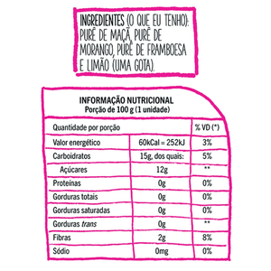 Purê de Frutas Pic-Me Morango, Framboesa e Maçã 100g - Globalbev