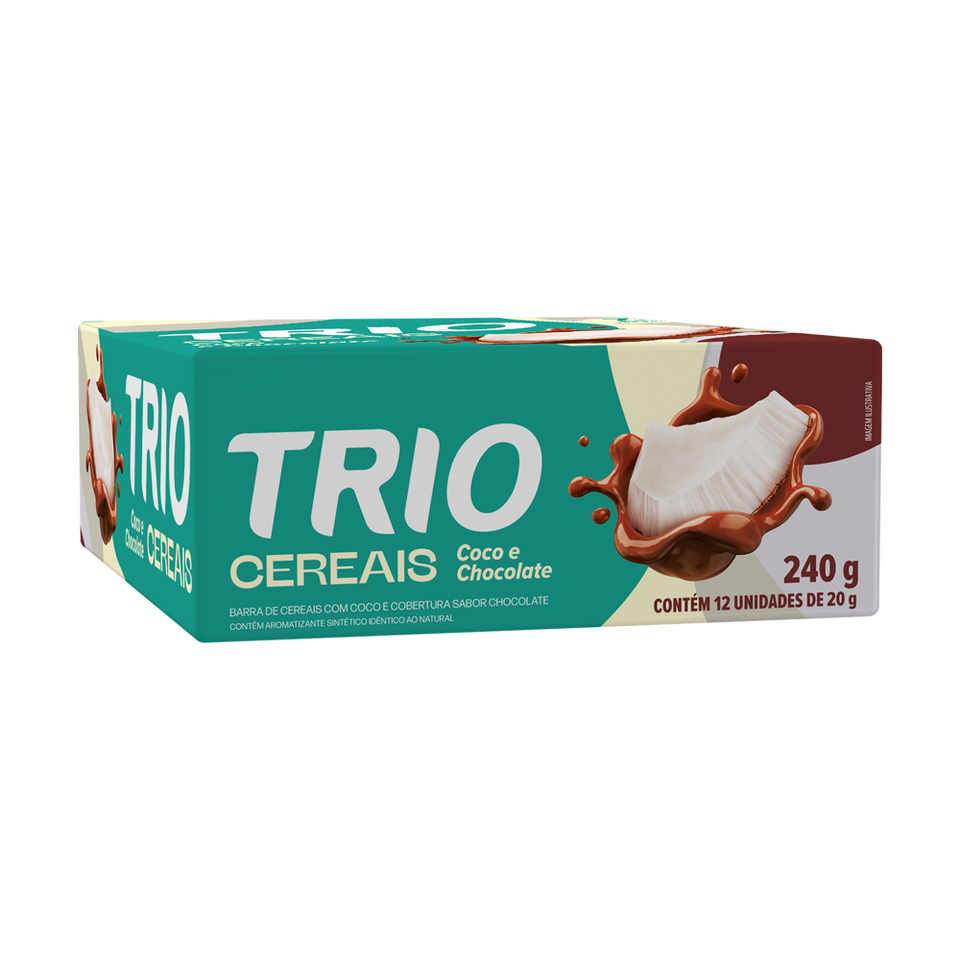 BARRA DE CEREAL TRIO COCO COM CHOCOLATE 20G - CAIXA C/ 12 UNI.