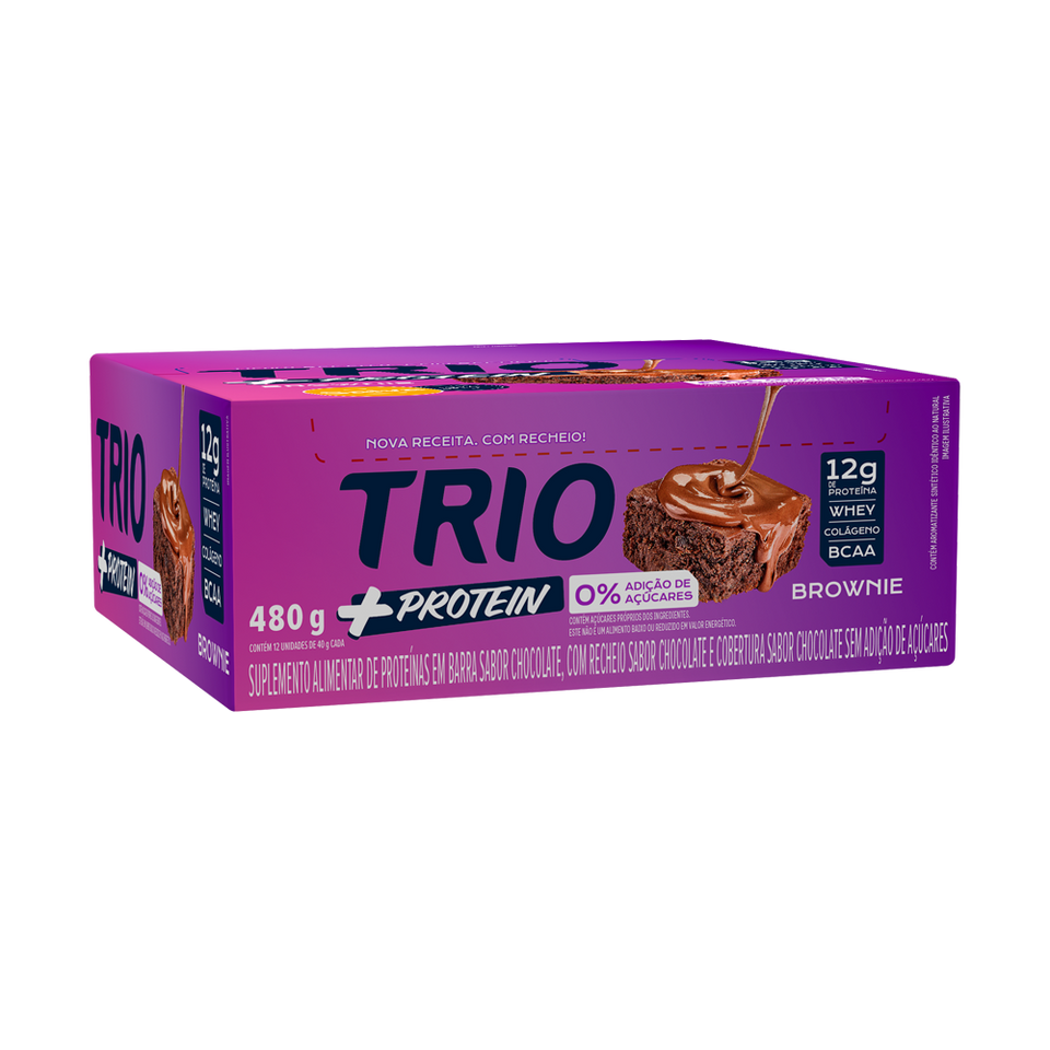 TRIO +PROTEIN BROWNIE 40G - CAIXA C/ 12 UNI.