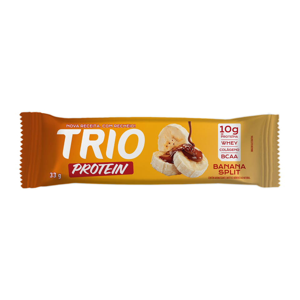 TRIO PROTEIN BANANA SPLIT 33G - CAIXA C/ 12 UNI.