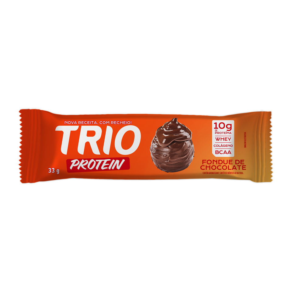 TRIO PROTEIN FONDUE DE CHOCOLATE 33G - CAIXA C/ 12 UNI.