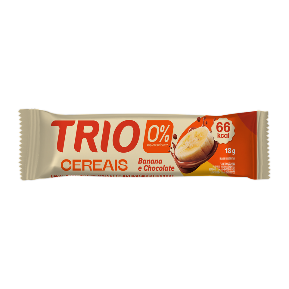 TRIO ZERO BANANA C/ CHOCOLATE 18G - CAIXA C/ 12 UNI.