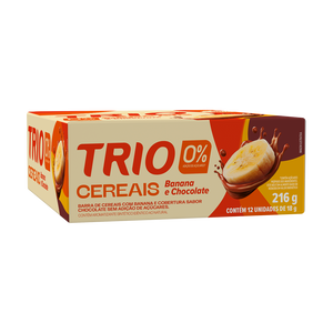 TRIO ZERO BANANA C/ CHOCOLATE 18G - CAIXA C/ 12 UNI.