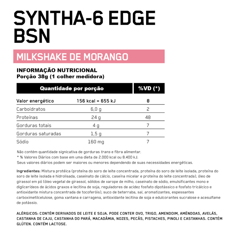 Whey BSN Syntha 6 Edge Morango Milkshake 1,82kg - 4.01 Lbs - Globalbev