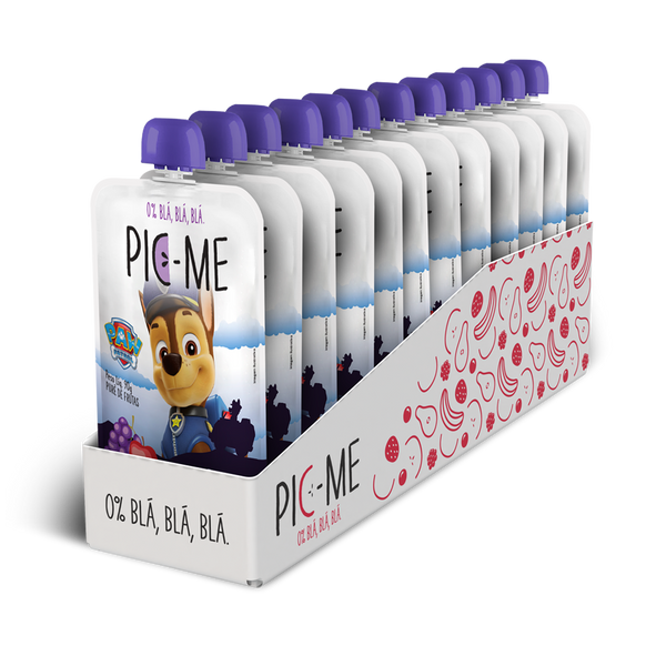 PURE DE FRUTAS PIC-ME PATRULHA CANINA UVA E MACA  90G - 12 UNID