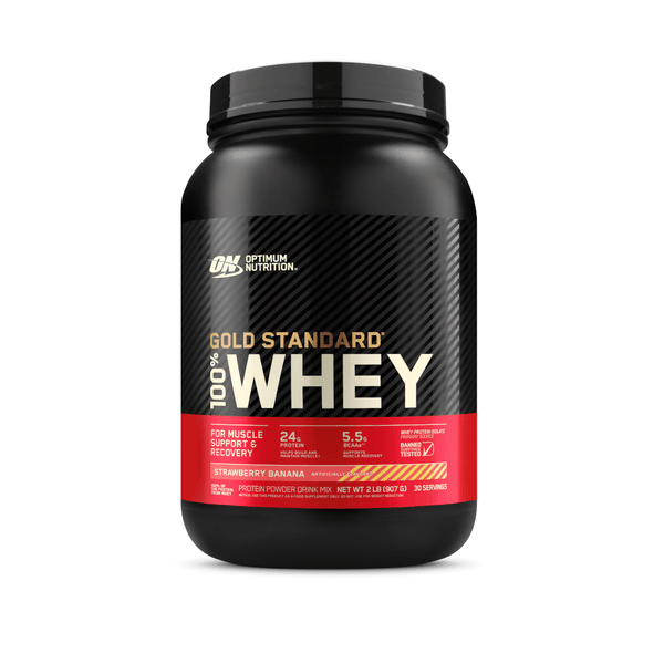 100% Whey Optimum Nutrition Gold Standard Banana com Morango 907g - 2 Lbs - Globalbev