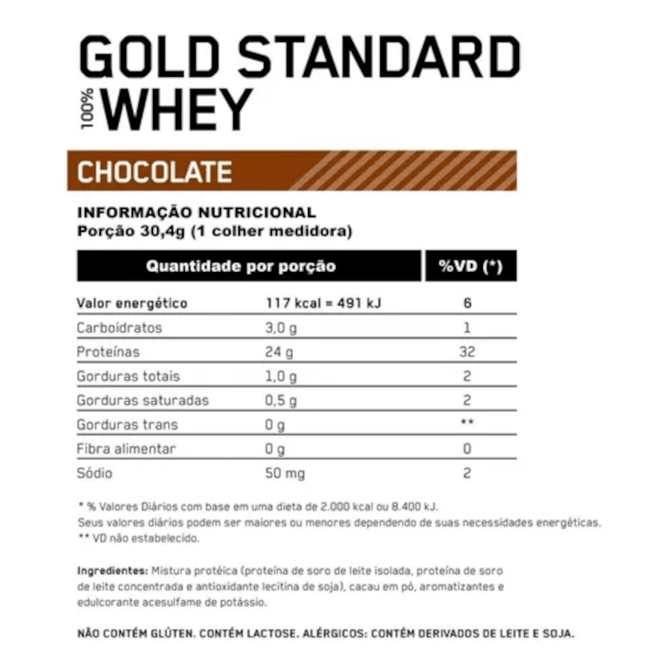 100% Whey Optimum Nutrition Gold Standard Chocolate 2,27kg - 5 Lbs - Globalbev