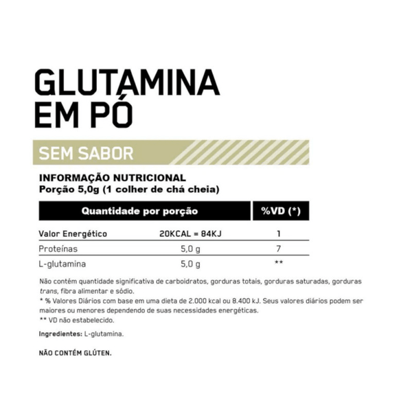 Glutamina Powder em Pó Optimum Nutrition - 300g - Globalbev