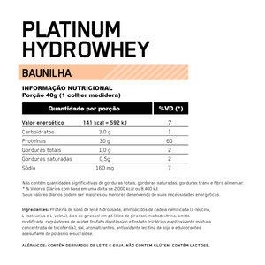 Platinum Hydro Whey Optimum Nutrition Baunilha 1,60kg - 3.52 Lbs - Globalbev