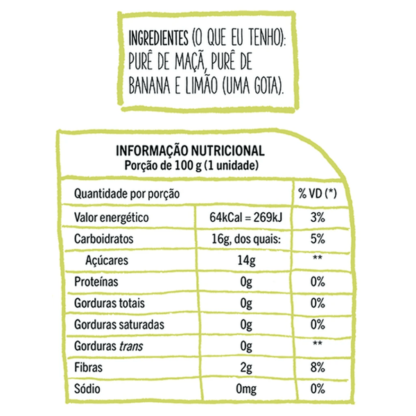 Purê de Frutas Pic-Me Banana e Maçã 100g - Globalbev