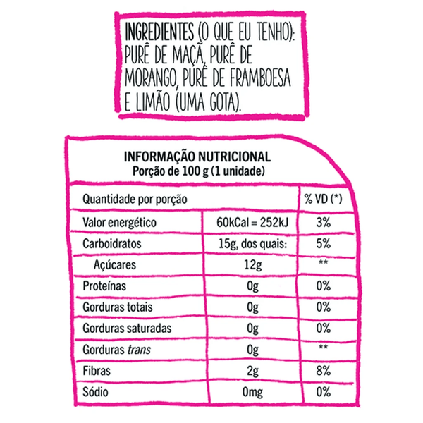 Purê de Frutas Pic-Me Morango, Framboesa e Maçã 100g - Globalbev