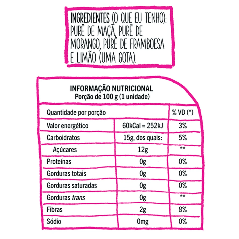 Purê de Frutas Pic-Me Morango, Framboesa e Maçã 100g - Globalbev