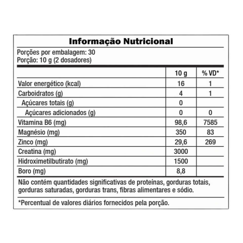 CREATINE + HMB + ZMA + BORO LIMAO 300G - CRESCIMENTO E REPARO MUSCULAR