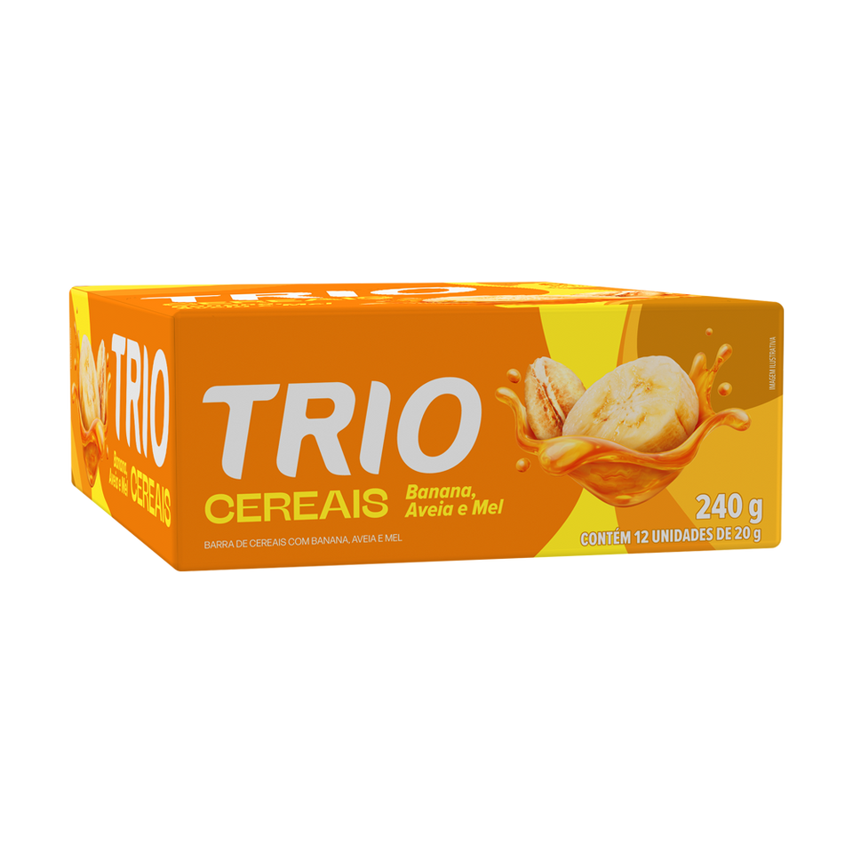 BARRA DE CEREAL TRIO BANANA, AVEIA E MEL 20G - CAIXA C/ 12 UNI.