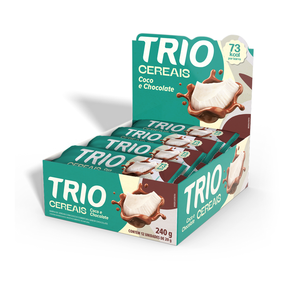 BARRA DE CEREAL TRIO COCO COM CHOCOLATE 20G - CAIXA C/ 12 UNI.