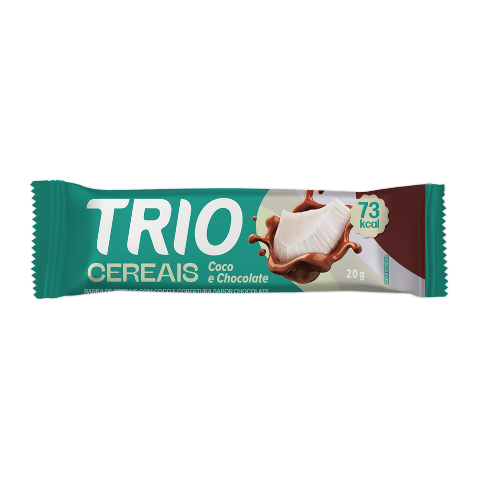 BARRA DE CEREAL TRIO COCO COM CHOCOLATE 20G - CAIXA C/ 12 UNI.