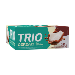 BARRA DE CEREAL TRIO COCO COM CHOCOLATE 20G - CAIXA C/ 12 UNI.
