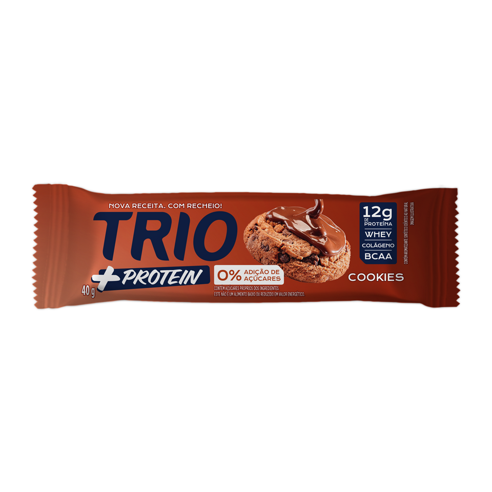 TRIO +PROTEIN COOKIES 40G - CAIXA C/ 12 UNI.