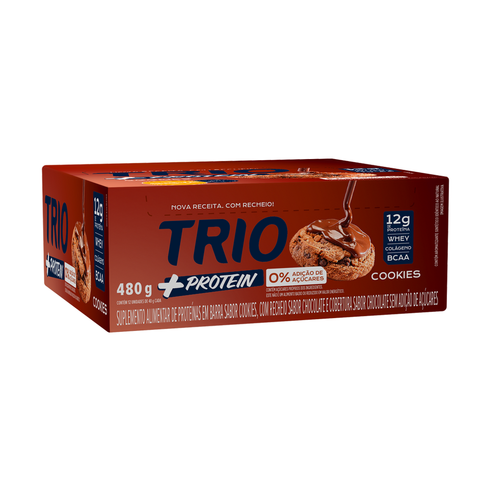 TRIO +PROTEIN COOKIES 40G - CAIXA C/ 12 UNI.