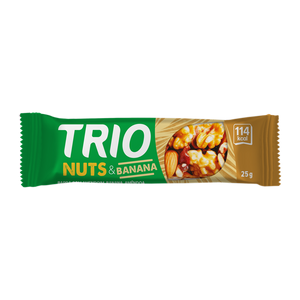 TRIO NUTS AMENDOAS, CASTANHA DE CAJU E BANANA 25G - CAIXA C/ 12 UNI.
