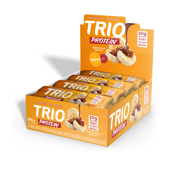 TRIO PROTEIN BANANA SPLIT 33G - CAIXA C/ 12 UNI.