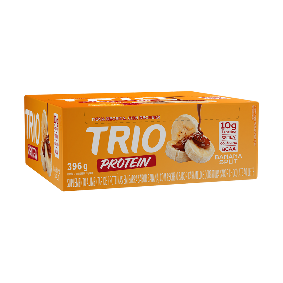 TRIO PROTEIN BANANA SPLIT 33G - CAIXA C/ 12 UNI.
