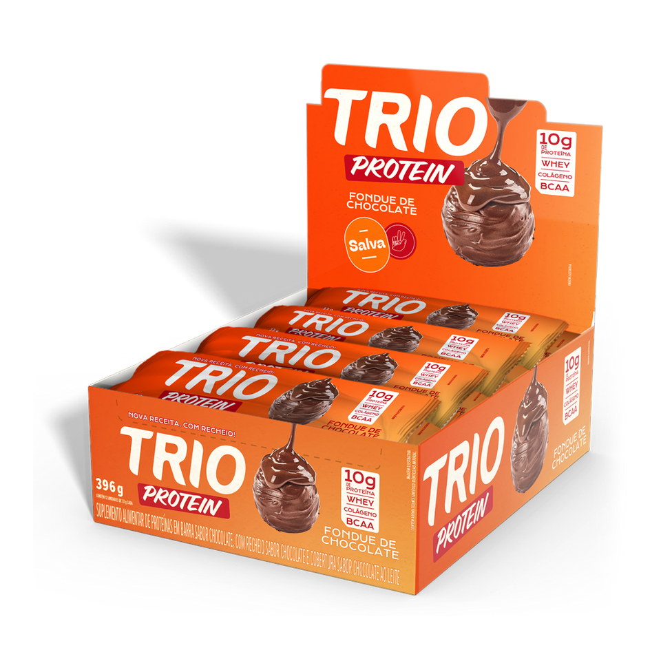 TRIO PROTEIN FONDUE DE CHOCOLATE 33G - CAIXA C/ 12 UNI.
