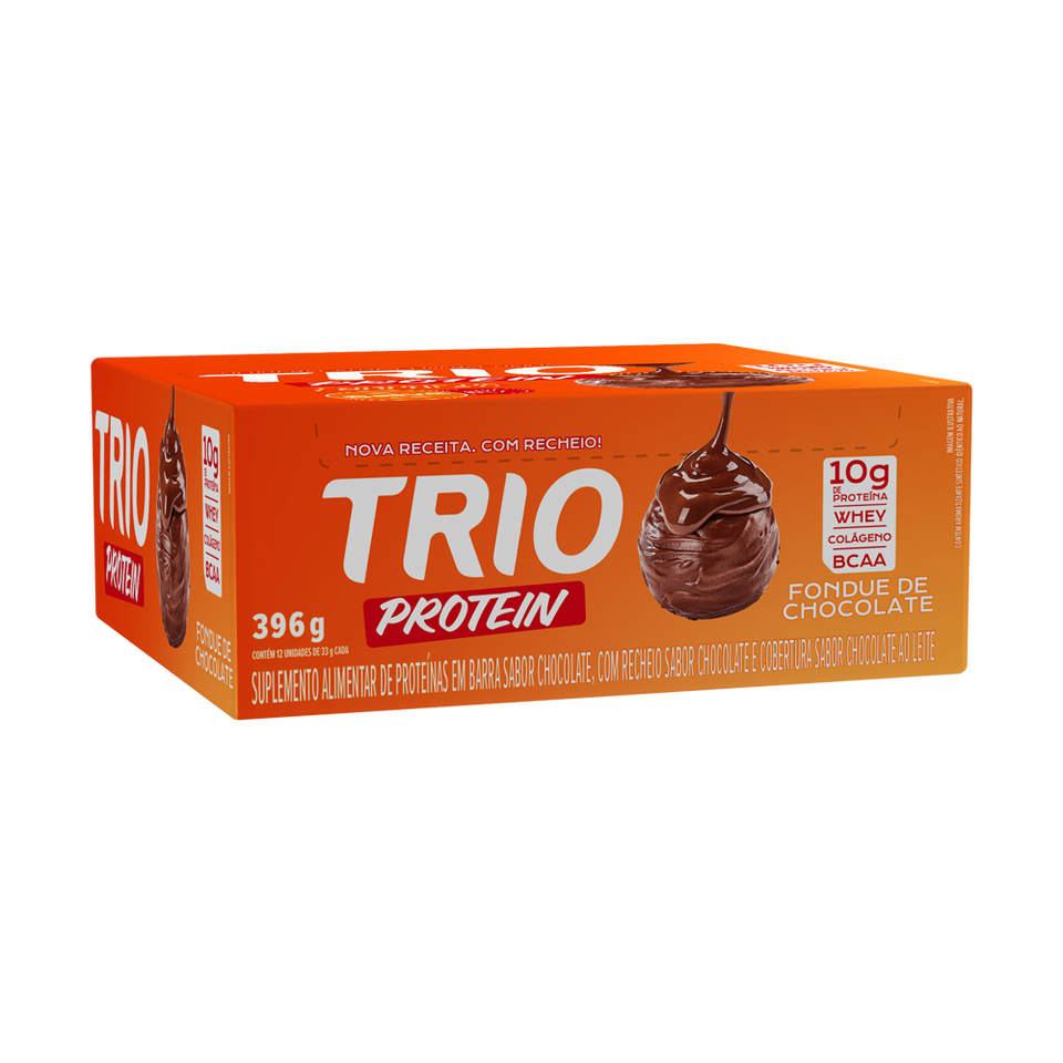 TRIO PROTEIN FONDUE DE CHOCOLATE 33G - CAIXA C/ 12 UNI.
