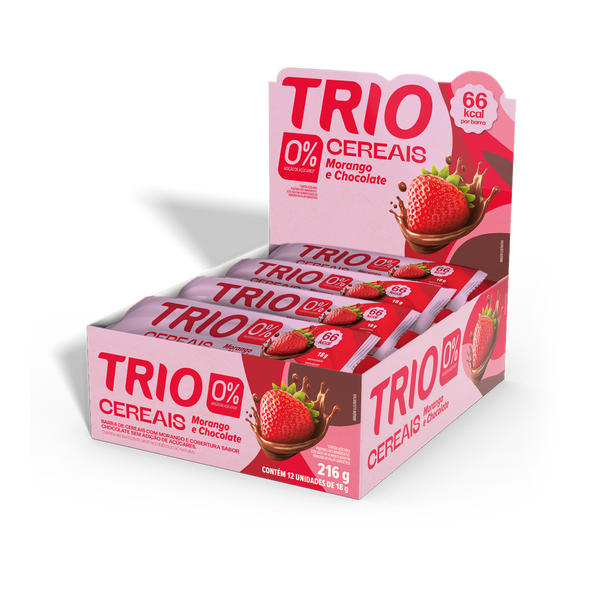 TRIO ZERO MORANGO C/ CHOCOLATE 18G - CAIXA C/ 12 UNI.