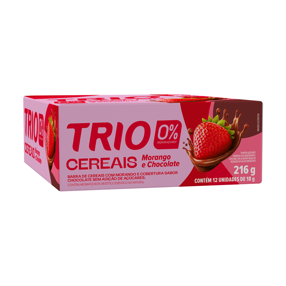 TRIO ZERO MORANGO C/ CHOCOLATE 18G - CAIXA C/ 12 UNI.