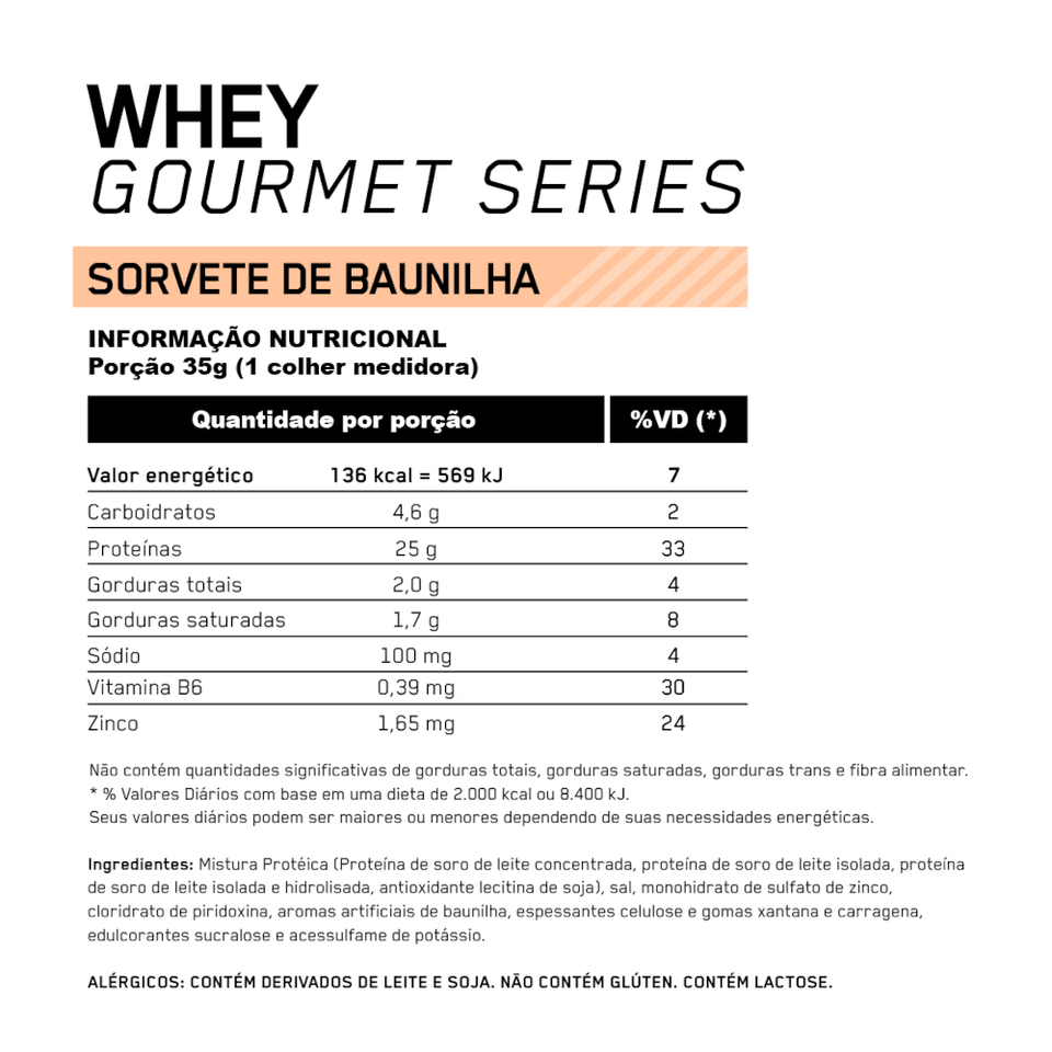 Whey Optimum Nutrition Gourmet Baunilha 900g - Globalbev