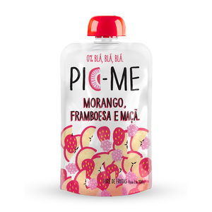 PURE DE FRUTAS PIC-ME MORANGO, FRAMBOESA E MACA 100G - 12 UNID